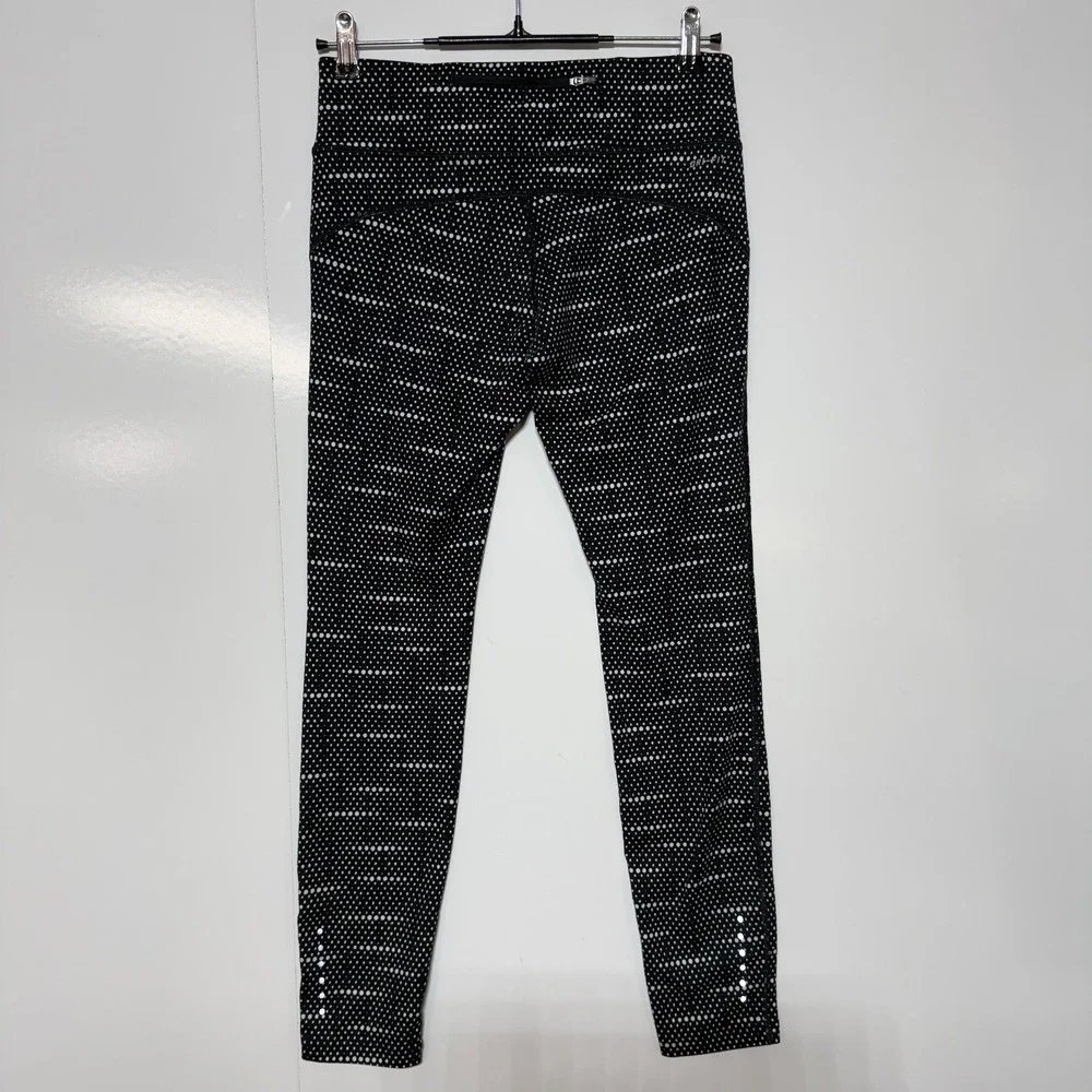 Nike Leggings Womens Medium Measures 27x29 Black White Dot Print Dri-FIT Running